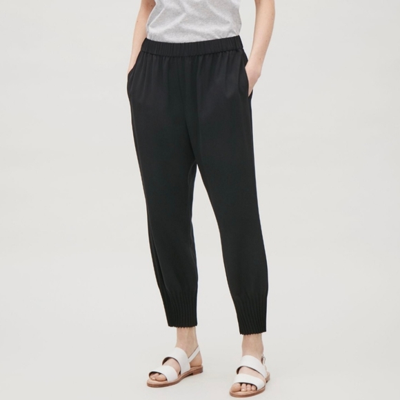 COS Women's Pleated Hem Khaki Green Pants with Pockets Size 12 - Picture 7 of 7